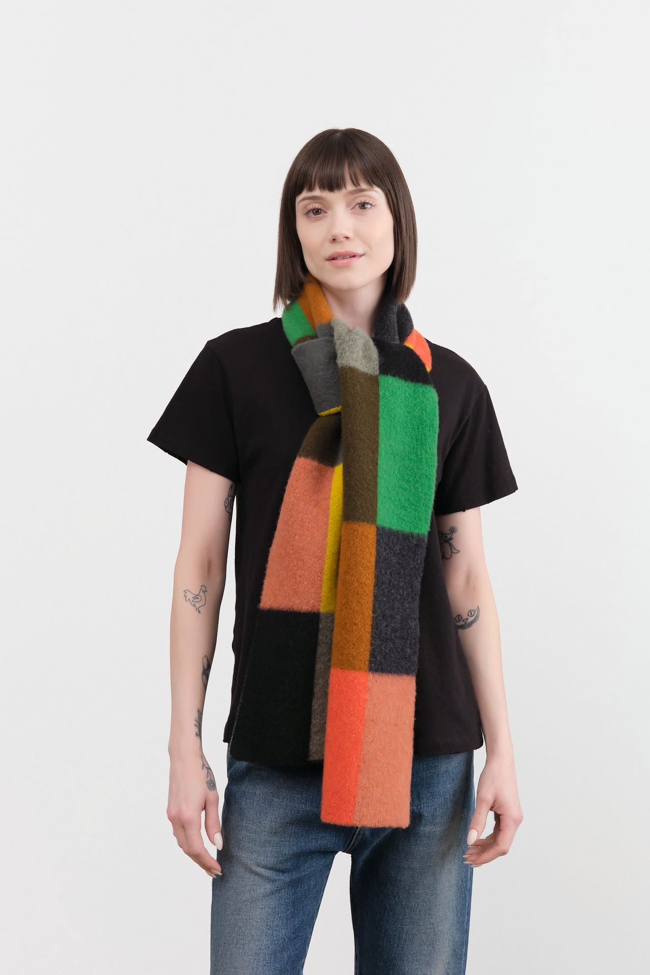 Jo Gordon Accessories Scarves Brushed Multicolor Bold Rectangles Scarf Multi