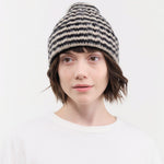 Jo Gordon Accessories Hats Brushed Narrow Stripe Hat in Black & Oatmeal Black & Oatmeal / One Size