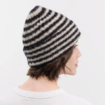 Jo Gordon Accessories Hats Brushed Narrow Stripe Hat in Black & Oatmeal Black & Oatmeal / One Size
