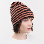 Jo Gordon Accessories Hats Brushed Narrow Stripe Hat in Black & Plaster Black & Plaster / One Size