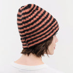 Jo Gordon Accessories Hats Brushed Narrow Stripe Hat in Black & Plaster Black & Plaster / One Size