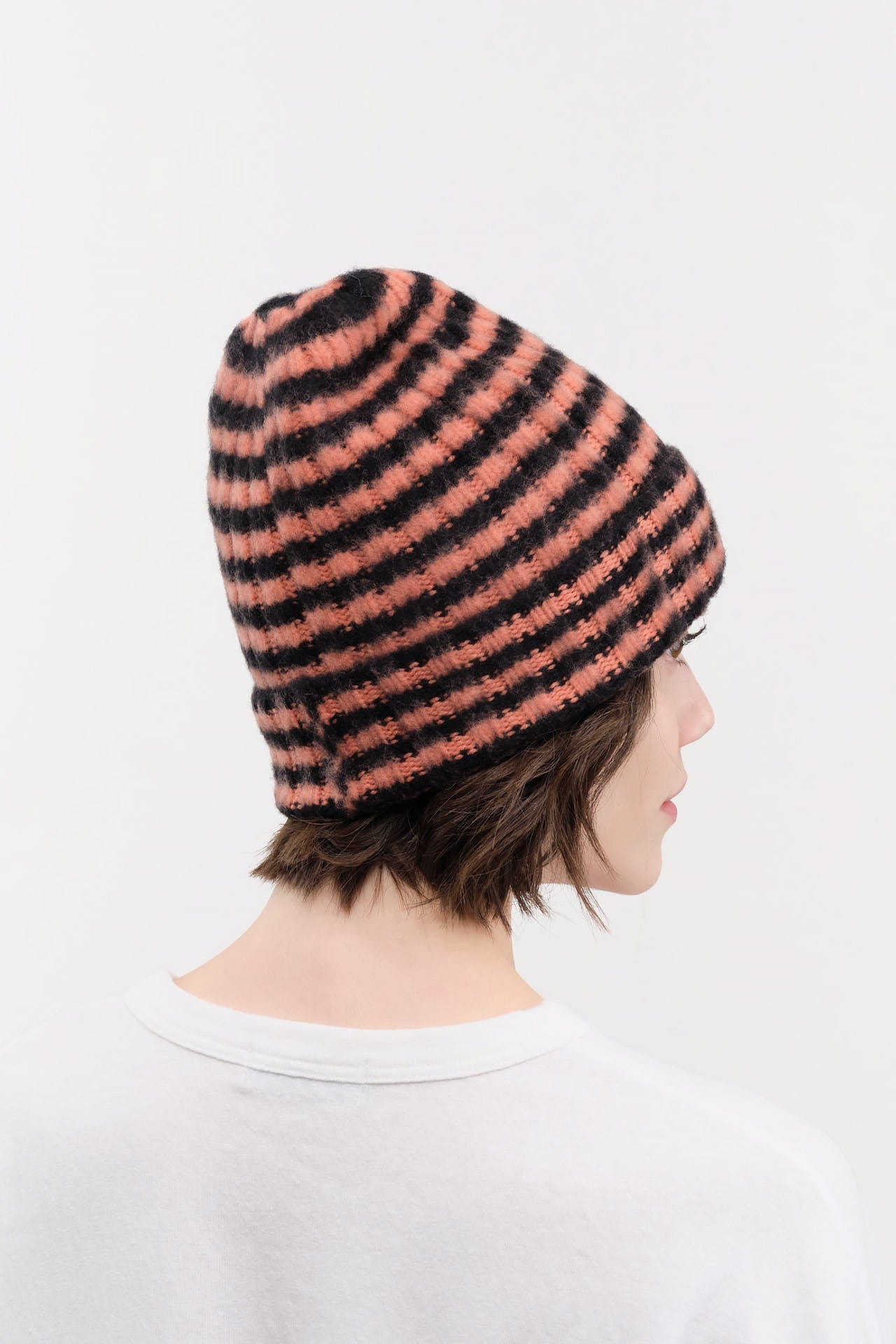 Jo Gordon Accessories Hats Brushed Narrow Stripe Hat in Black & Plaster Black & Plaster / One Size