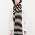 Jo Gordon Accessories Scarves Brushed Narrow Stripe Scarf Black & Oatmeal / One Size