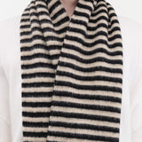 Jo Gordon Accessories Scarves Brushed Narrow Stripe Scarf Black & Oatmeal / One Size