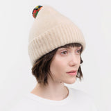 Jo Gordon Accessories Hats Brushed Plain Hat Stripe Pompom Oatmeal / One Size