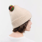 Jo Gordon Accessories Hats Brushed Plain Hat Stripe Pompom Oatmeal / One Size