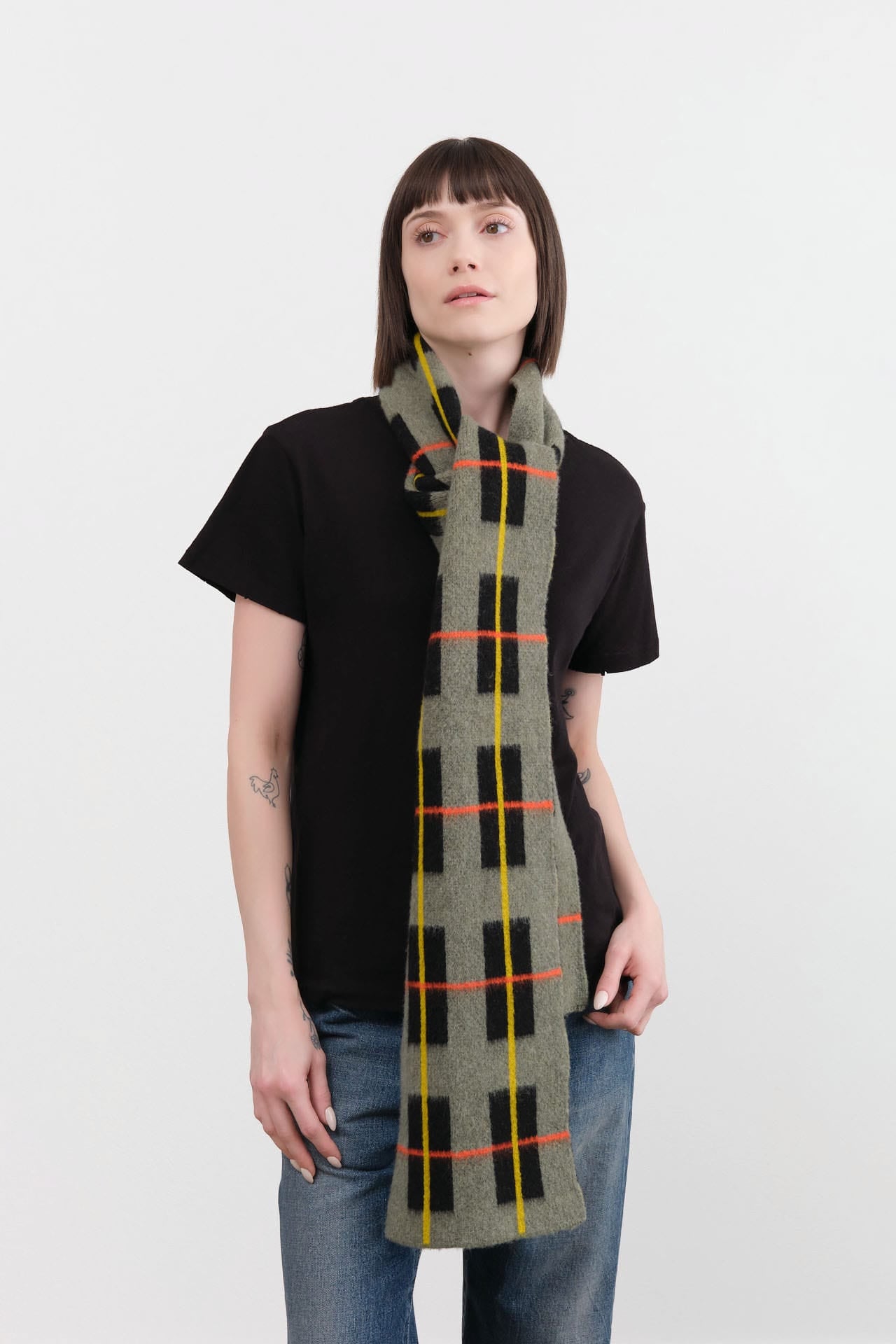 Jo Gordon Accessories Scarves Brushed Tartan Scarf in Moss Moss