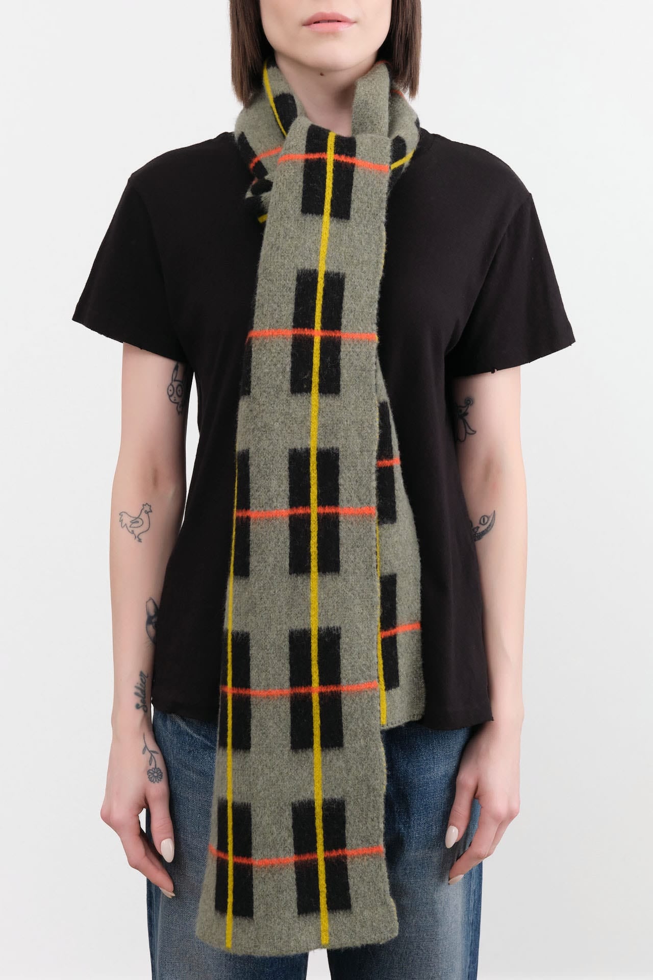 Jo Gordon Accessories Scarves Brushed Tartan Scarf in Moss Moss