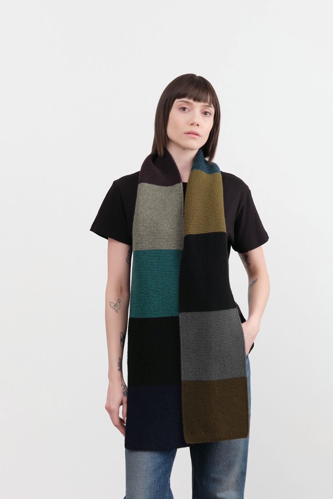 Jo Gordon Accessories Scarves Colorblock Garter Stitch Scarf Dark