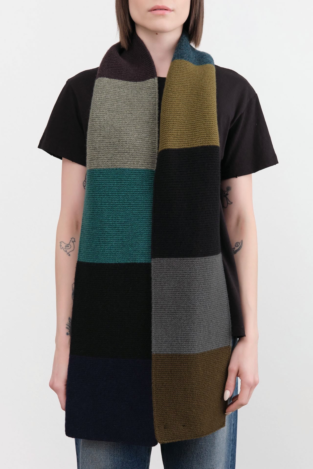 Jo Gordon Accessories Scarves Colorblock Garter Stitch Scarf Dark
