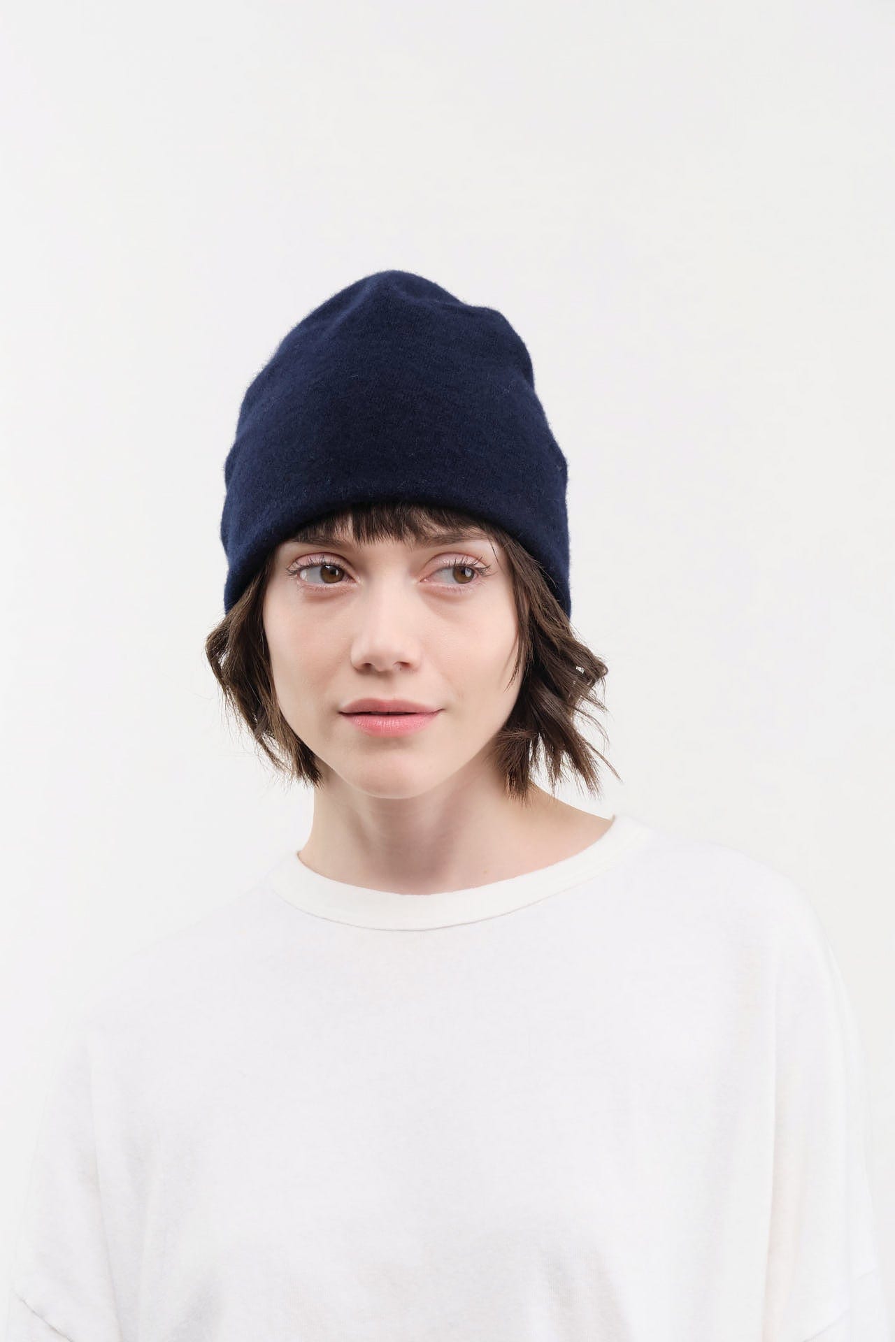 Jo Gordon Accessories Hats Felted Fine Knit Hat in Nero Navy Nero Navy / One Size