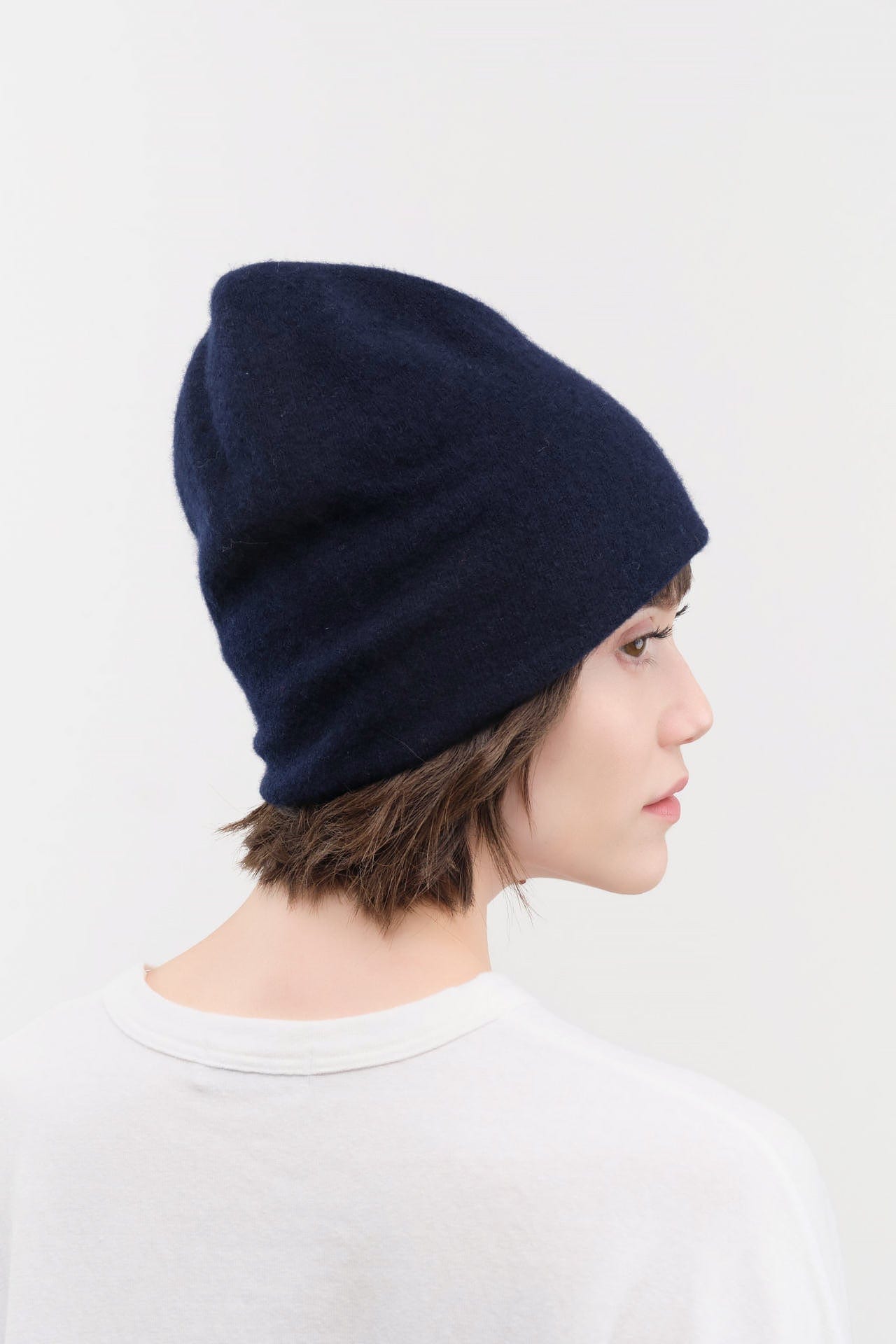 Jo Gordon Accessories Hats Felted Fine Knit Hat in Nero Navy Nero Navy / One Size