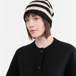 Jo Gordon Accessories Hats Fine Knit Stripe Hat in Oatmeal Oatmeal