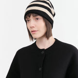 Jo Gordon Accessories Hats Fine Knit Stripe Hat in Oatmeal Oatmeal