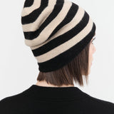 Jo Gordon Accessories Hats Fine Knit Stripe Hat in Oatmeal Oatmeal