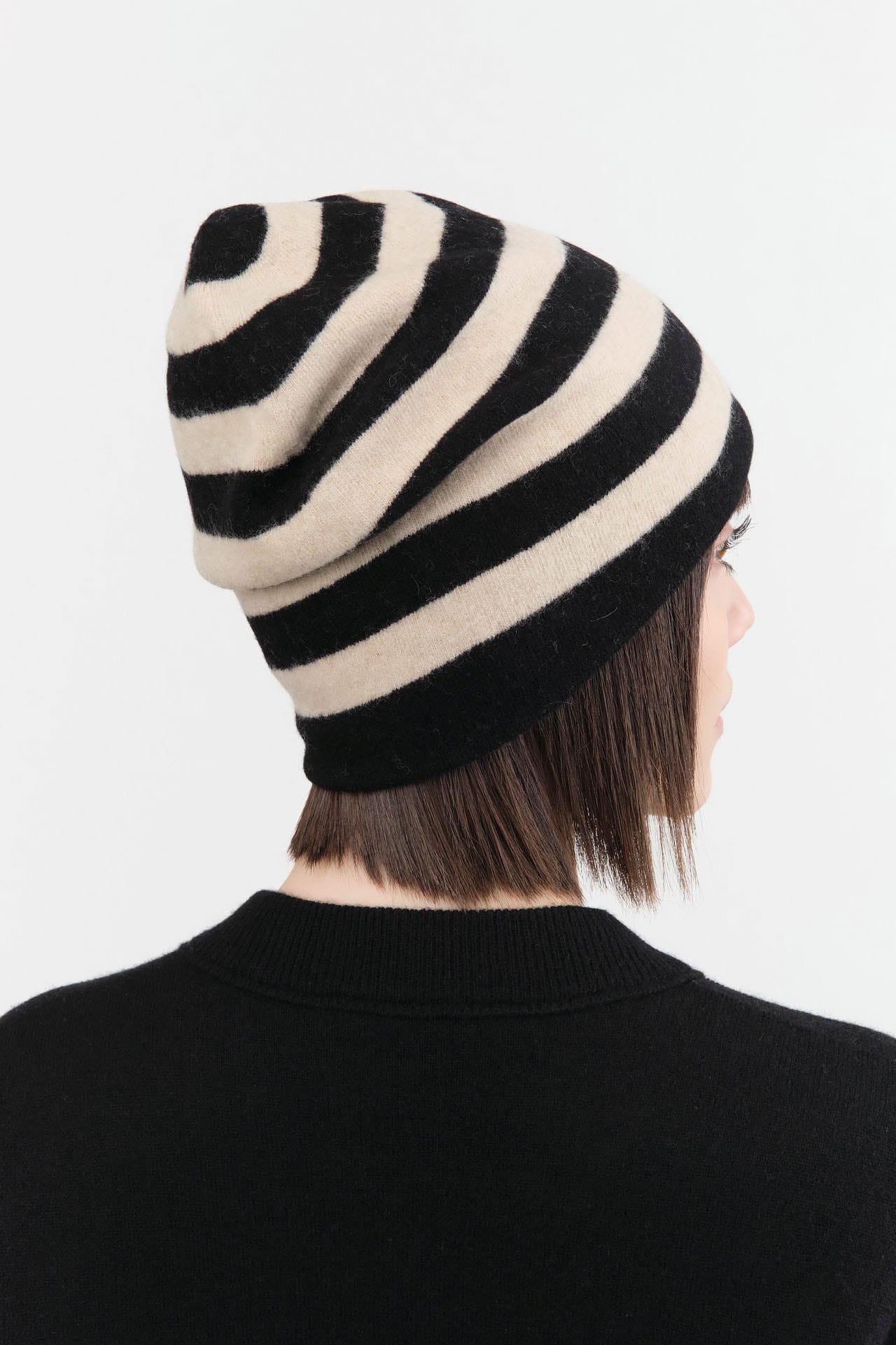 Jo Gordon Accessories Hats Fine Knit Stripe Hat in Oatmeal Oatmeal