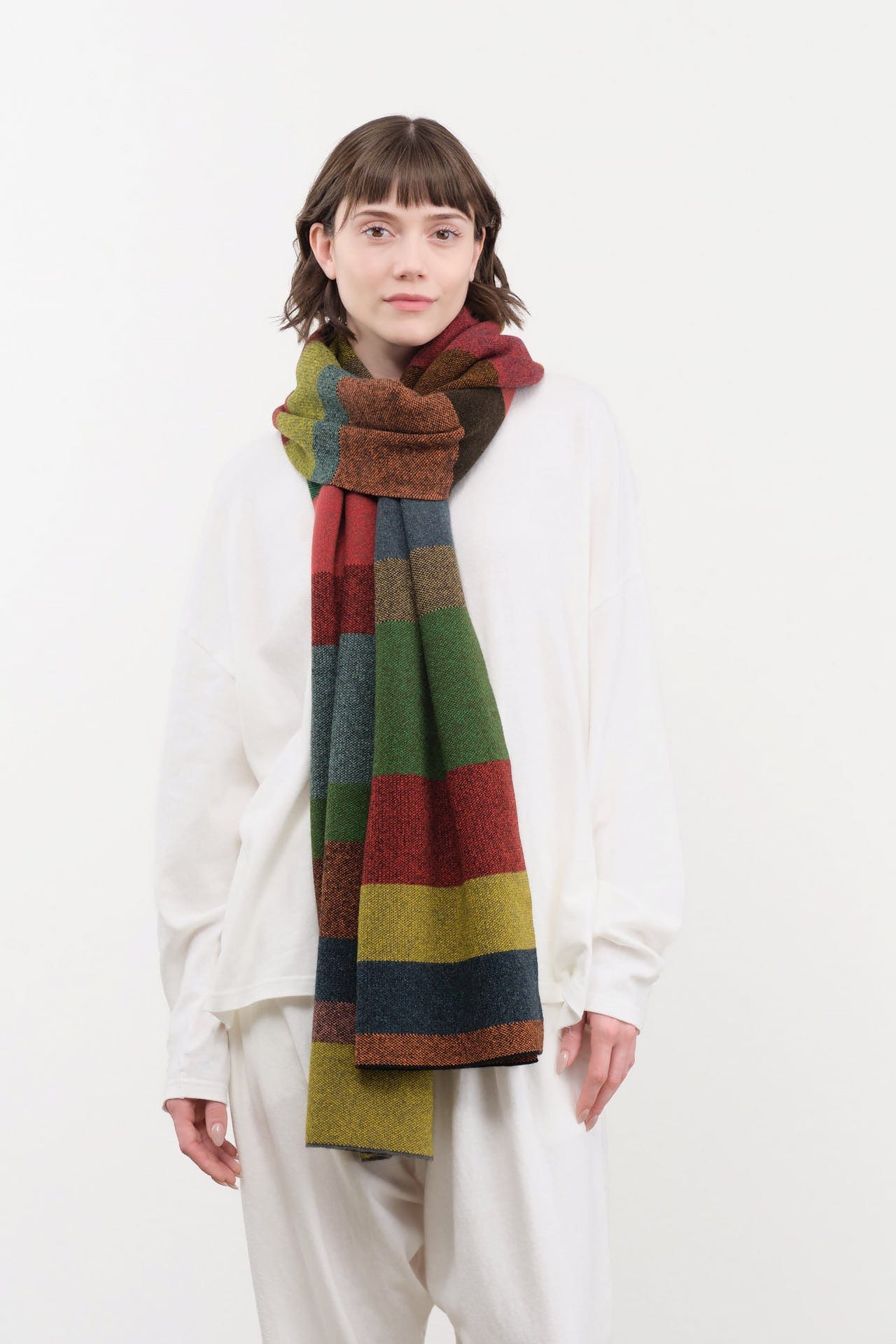 Jo Gordon Accessories Scarves Large Tweed Stripe Scarf Multicolor / One Size
