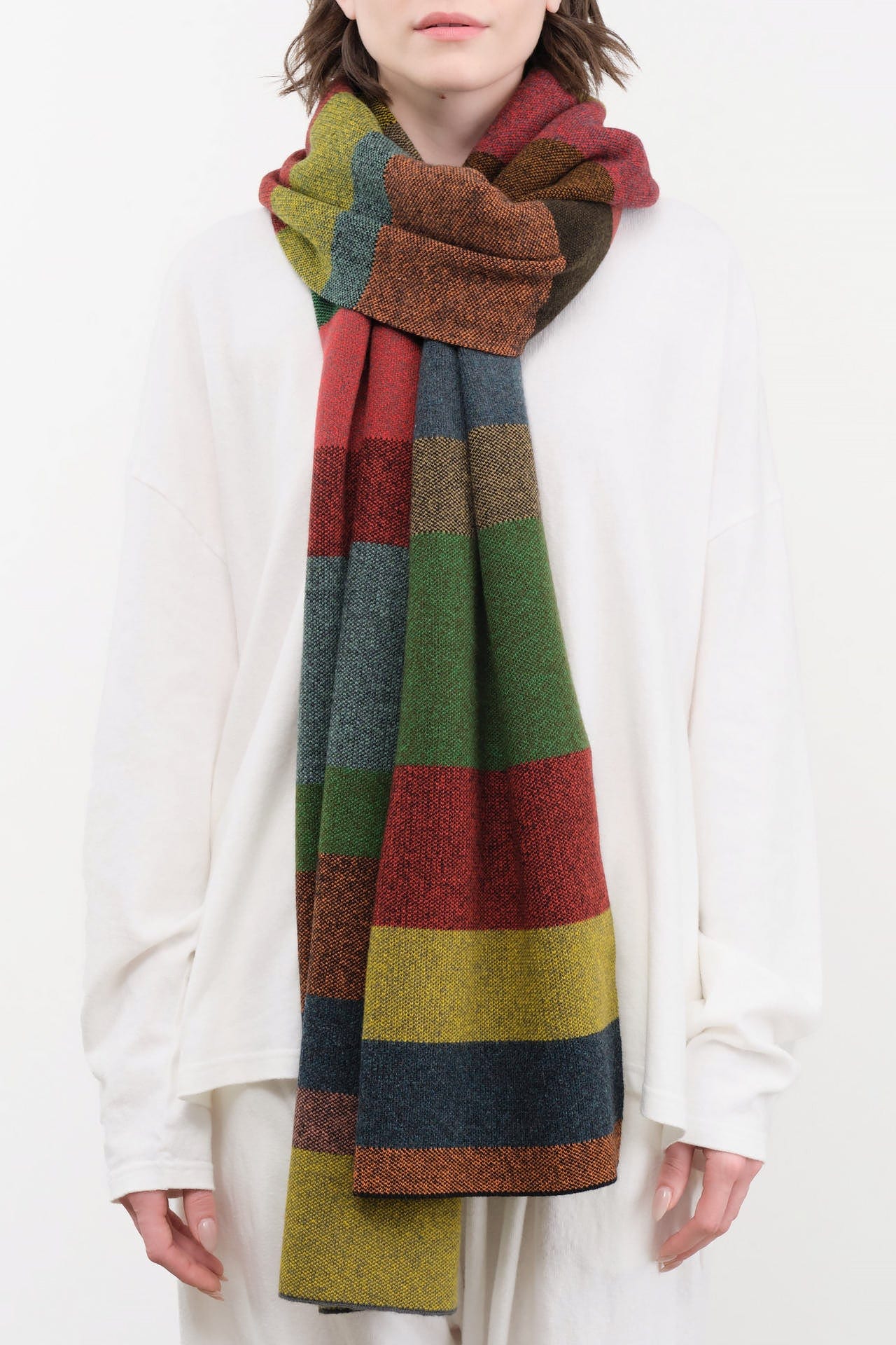 Jo Gordon Accessories Scarves Large Tweed Stripe Scarf Multicolor / One Size