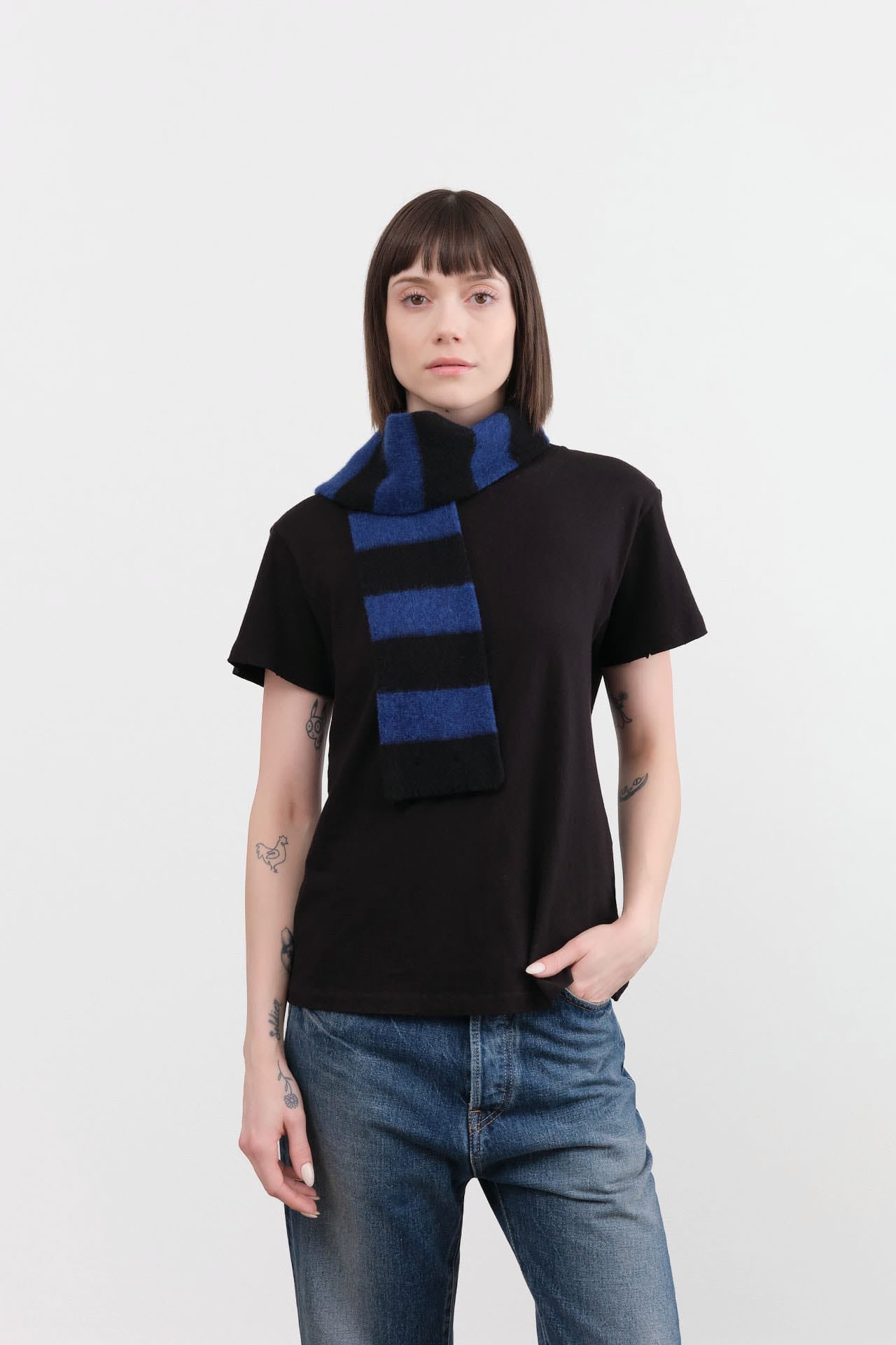 Jo Gordon Accessories Scarves Small Brushed Stripe Scarf in Nightsky Nightsky