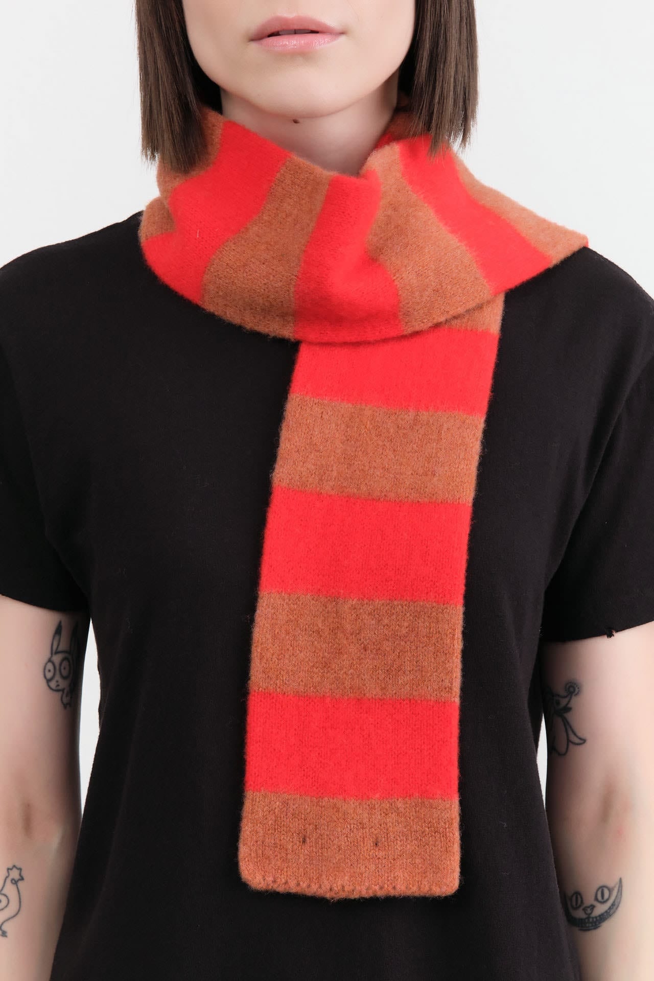 Jo Gordon Accessories Scarves Small Brushed Stripe Scarf in Poppy Poppy