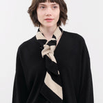 Jo Gordon Accessories Scarves Small Diagonal Stripe Scarf in Black & Oatmeal Black & Oatmeal / One Size