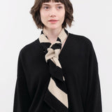 Jo Gordon Accessories Scarves Small Diagonal Stripe Scarf in Black & Oatmeal Black & Oatmeal / One Size