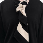 Jo Gordon Accessories Scarves Small Diagonal Stripe Scarf in Black & Oatmeal Black & Oatmeal / One Size