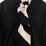 Jo Gordon Accessories Scarves Small Diagonal Stripe Scarf in Black & Oatmeal Black & Oatmeal / One Size