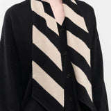 Jo Gordon Accessories Scarves Small Diagonal Stripe Scarf in Black & Oatmeal Black & Oatmeal / One Size