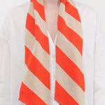Jo Gordon Accessories Scarves Small Diagonal Stripe Scarf in Orange & Oatmeal Orange & Oatmeal / One Size