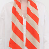 Jo Gordon Accessories Scarves Small Diagonal Stripe Scarf in Orange & Oatmeal Orange & Oatmeal / One Size