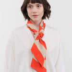 Jo Gordon Accessories Scarves Small Diagonal Stripe Scarf in Orange & Oatmeal Orange & Oatmeal / One Size
