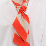 Jo Gordon Accessories Scarves Small Diagonal Stripe Scarf in Orange & Oatmeal Orange & Oatmeal / One Size