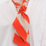 Jo Gordon Accessories Scarves Small Diagonal Stripe Scarf in Orange & Oatmeal Orange & Oatmeal / One Size