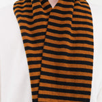 Jo Gordon Accessories Scarves Smooth Narrow Stripe Scarf Black & Cumin / One Size