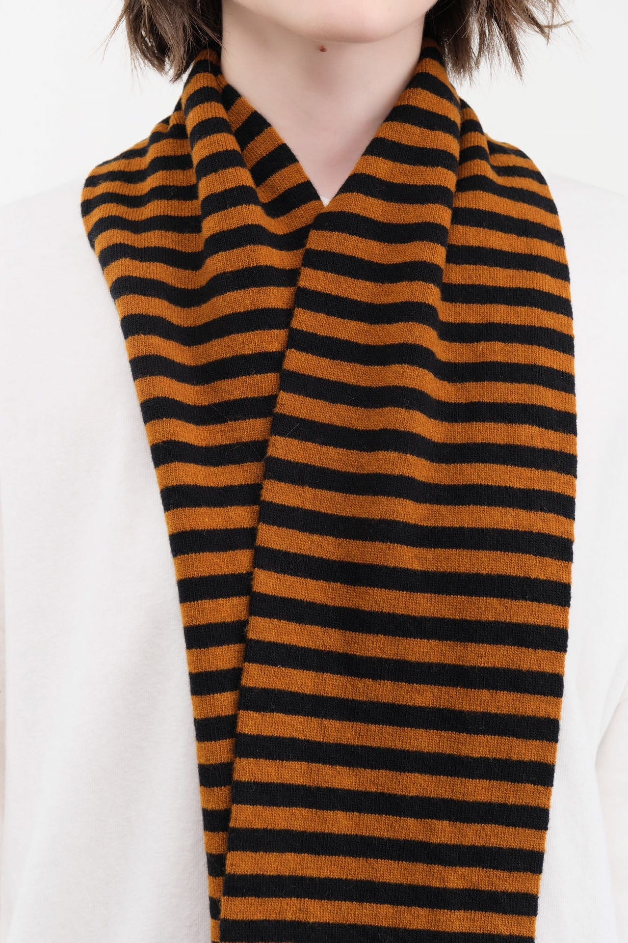 Jo Gordon Accessories Scarves Smooth Narrow Stripe Scarf Black & Cumin / One Size