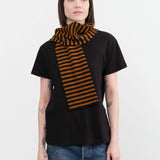 Jo Gordon Accessories Scarves Smooth Narrow Stripe Scarf Black & Cumin / One Size