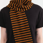 Jo Gordon Accessories Scarves Smooth Narrow Stripe Scarf Black & Cumin / One Size