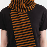 Jo Gordon Accessories Scarves Smooth Narrow Stripe Scarf Black & Cumin / One Size