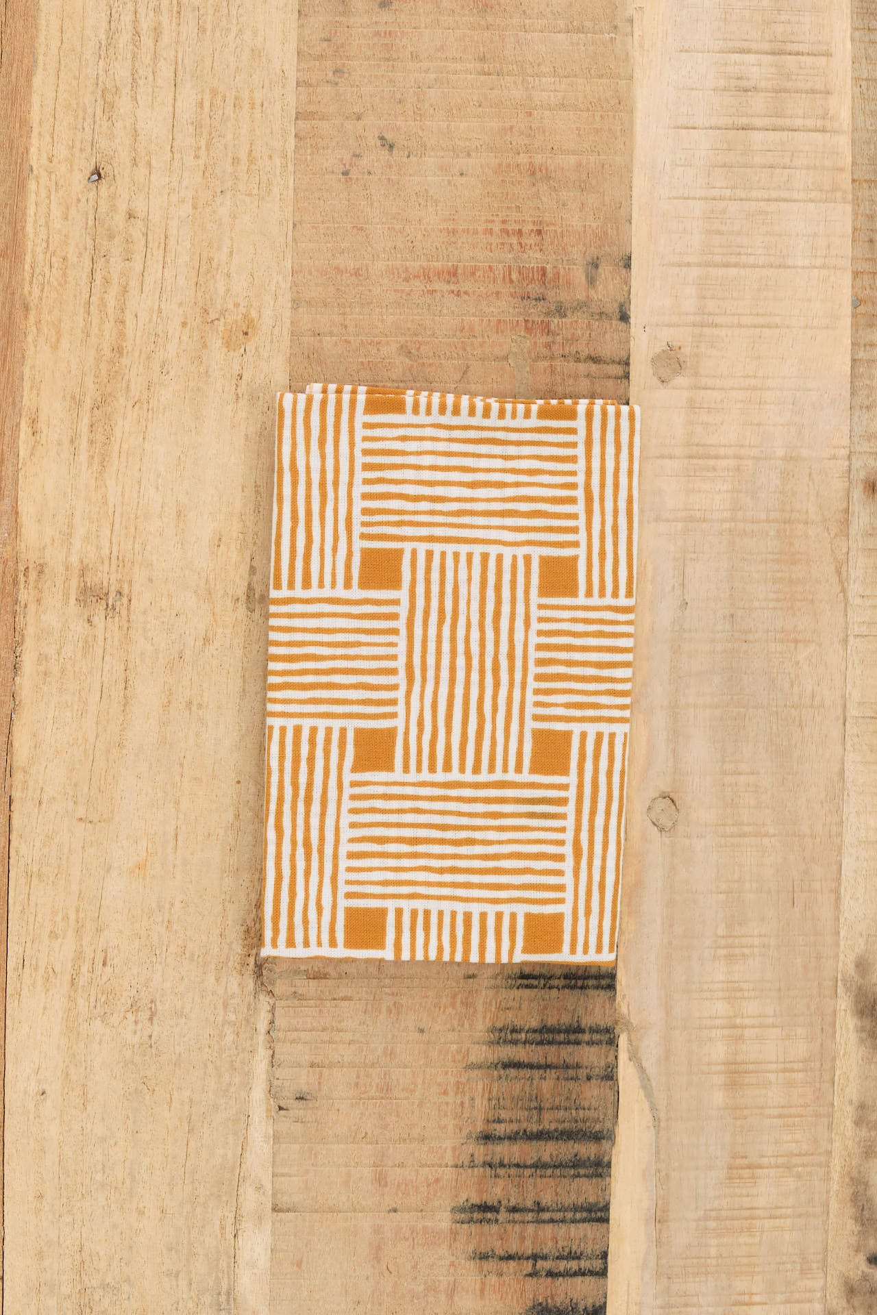 Kamawanu Home Kitchen Towels Tenugui Cotton Wrapping Cloth Ajiro-Kohshi Check / 35" L X 13" W