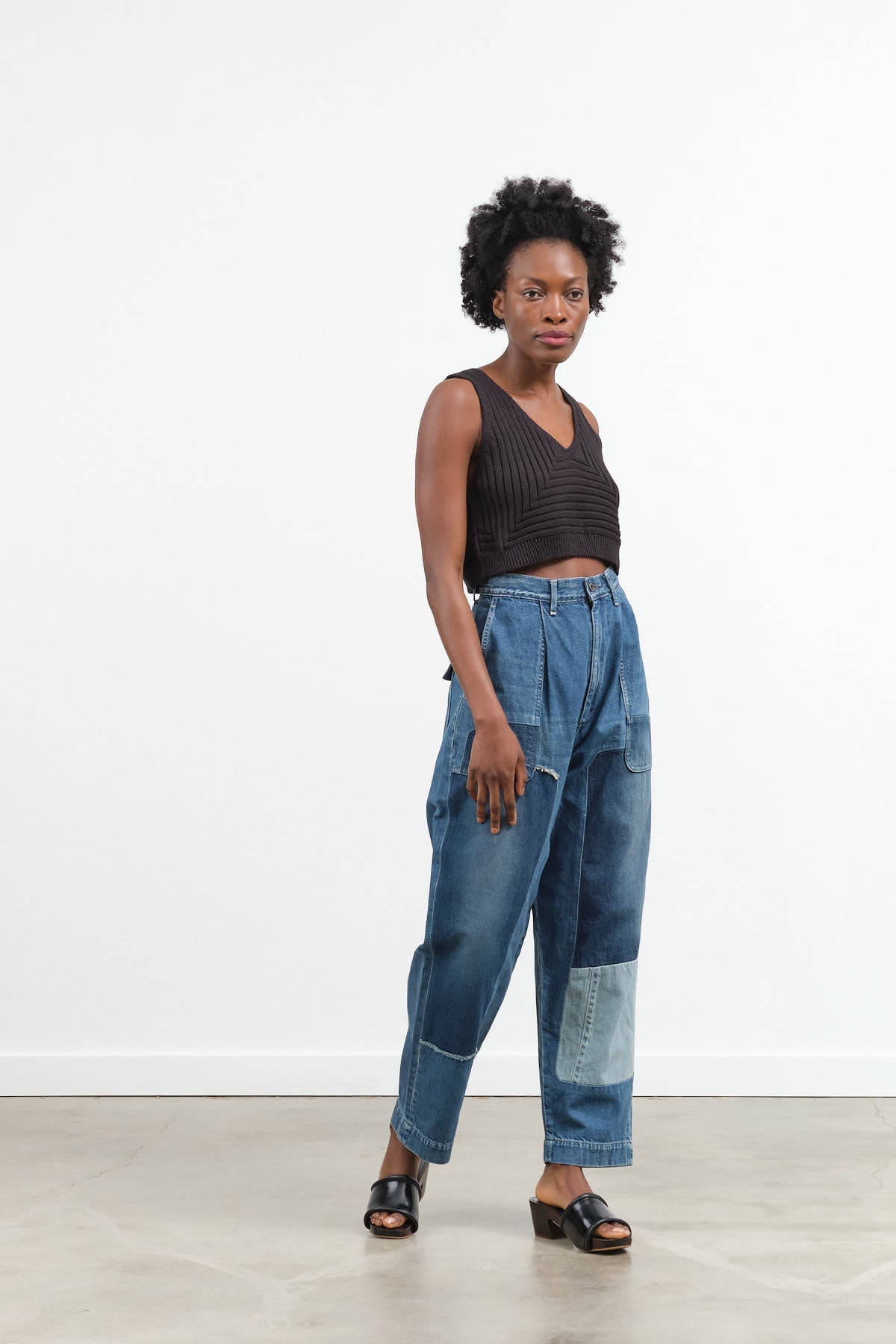 Kapital 11.5oz Denim Mining Damaged High Waisted Dakota Pant in Pro