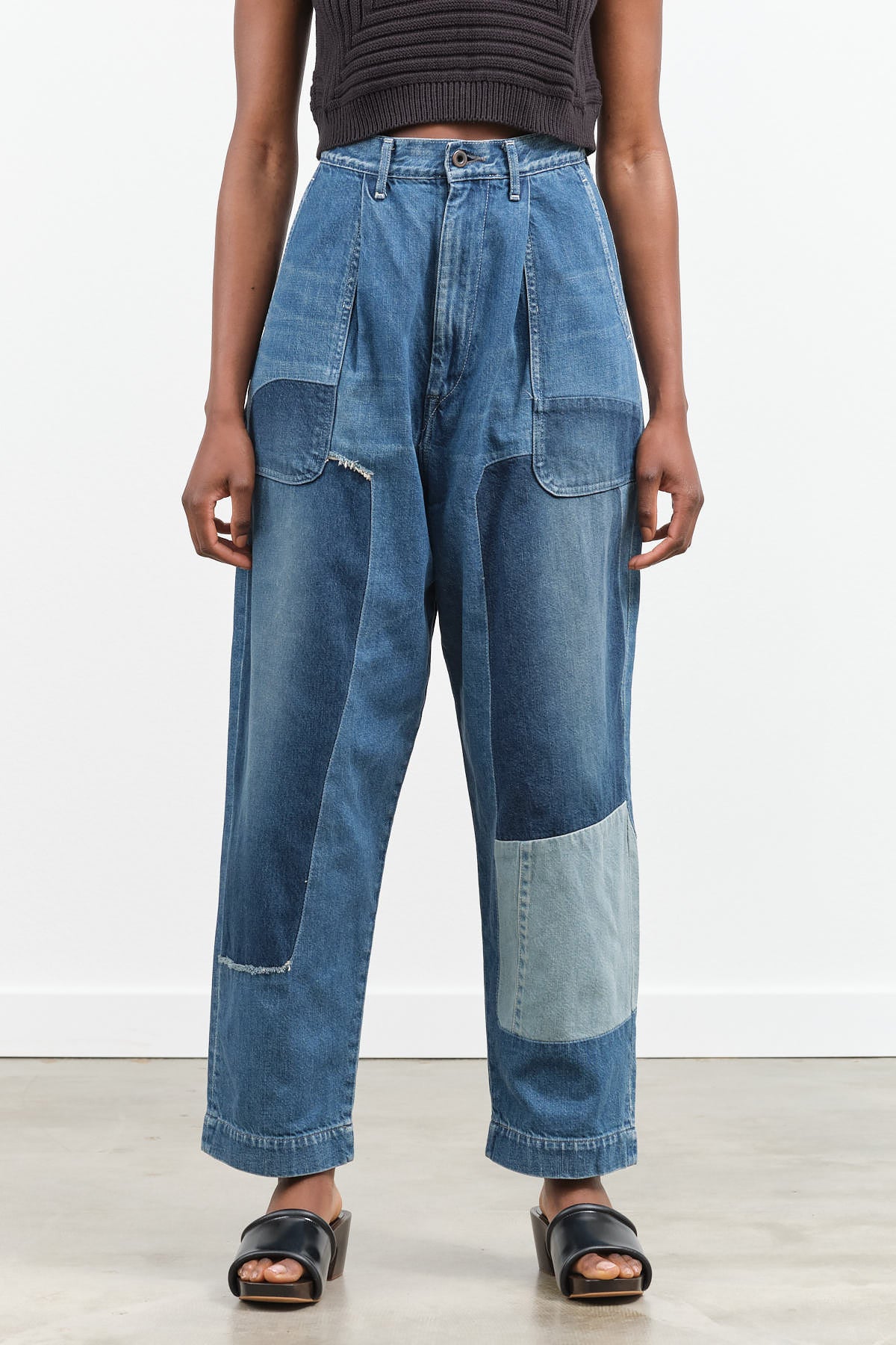 11.5oz Denim Mining Damaged High Waisted Dakota Pant by Kapital Brand in Pro