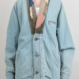 Kapital Denim Dotera Jacket with Noragi Corduroy patchwork collar and mismatched buttons in Pro