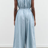 Wide Leg 8oz Denim Non-Sleeve Gypsy All-In-One Jumpsuit by Kapital in Light Blue Pro with Cinch Waist