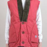 Canvas DOTERA Vest by Kapital Clothing Brand in Pink Red 