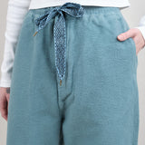 100% Cotton Kapital Clothing Brand Easy Pant with Zip fly and clasp hidden by Drawstring Waist