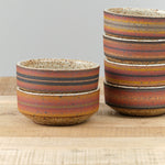 Kat and Roger Handmade Ceramics Small Side Serving Bowl in Variety Stripes and Warm Stripes 