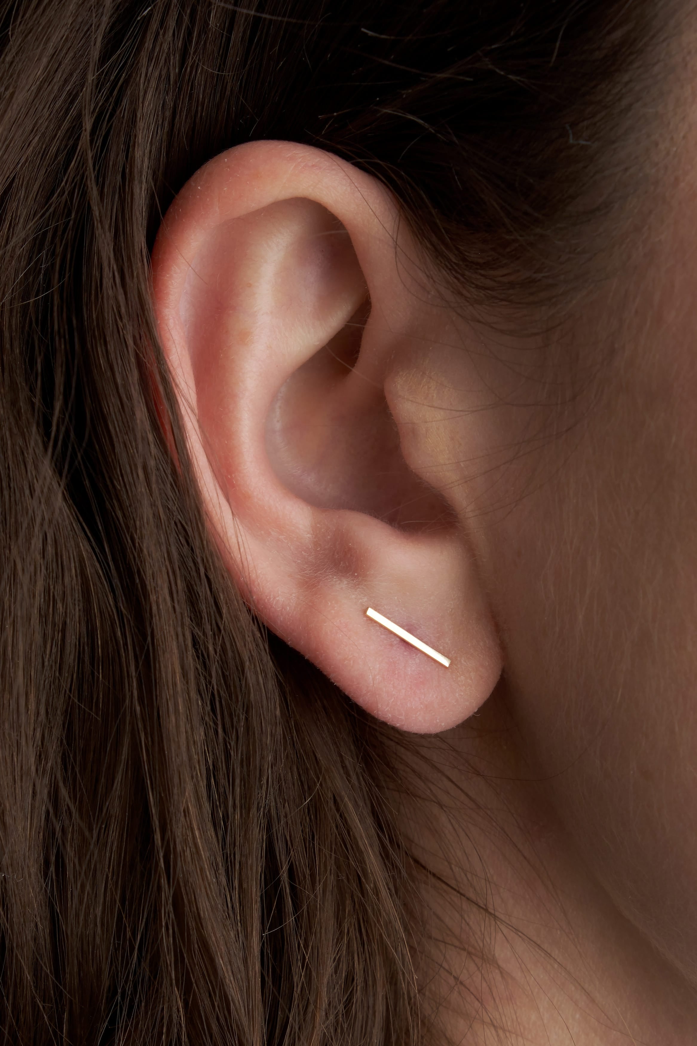 Kathleen Whitaker Jewelry Earrings Long Staple Stud Earring 14K Yellow Gold / Single