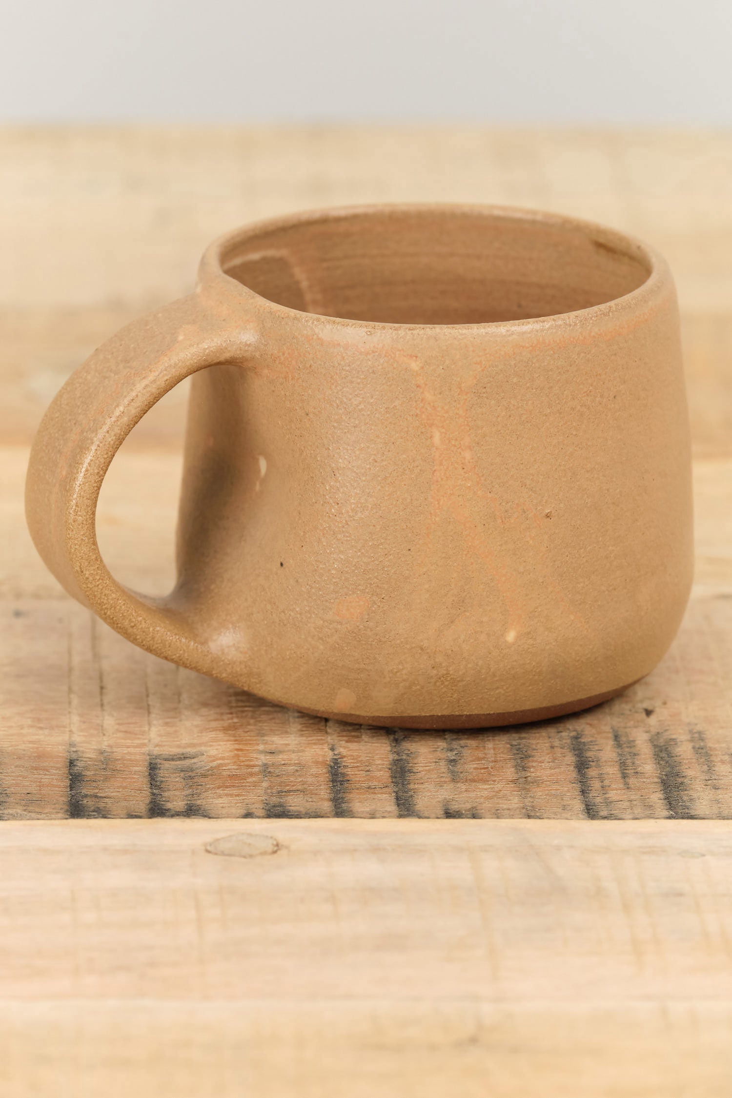 Rose Pink Tan 8 oz Coffee Mug By Kati Von Lehman Ceramics 