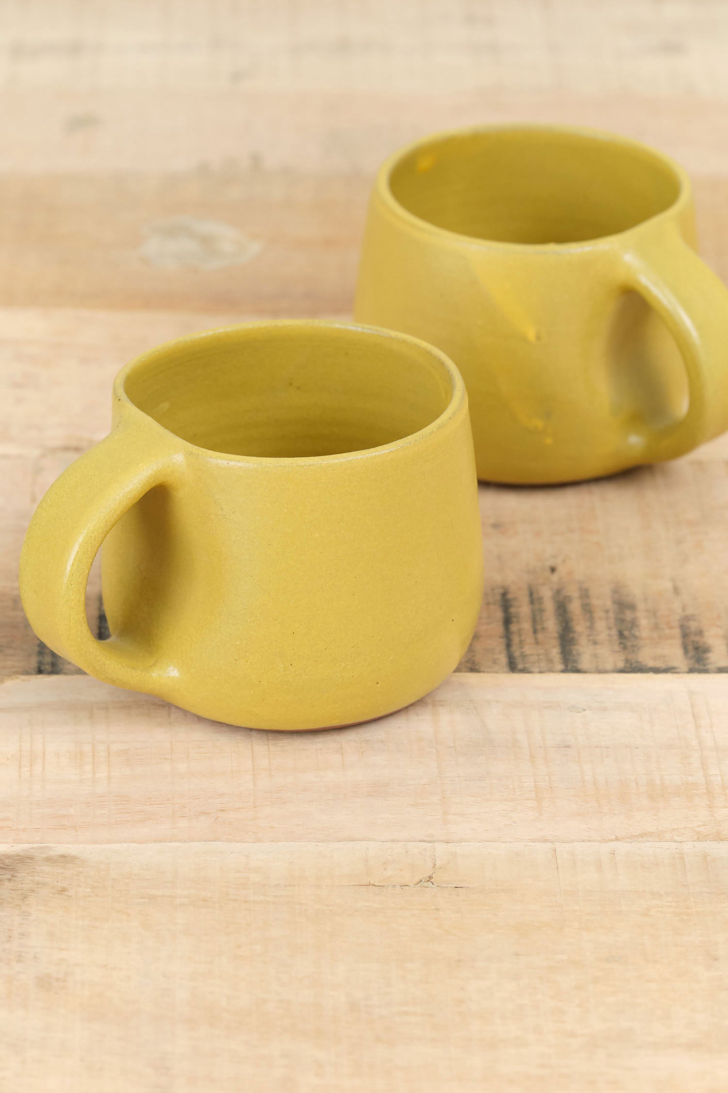 Kati Von Lehman Handmade Ceramics 8 oz Coffee Mug in Turmeric Yellow Glaze